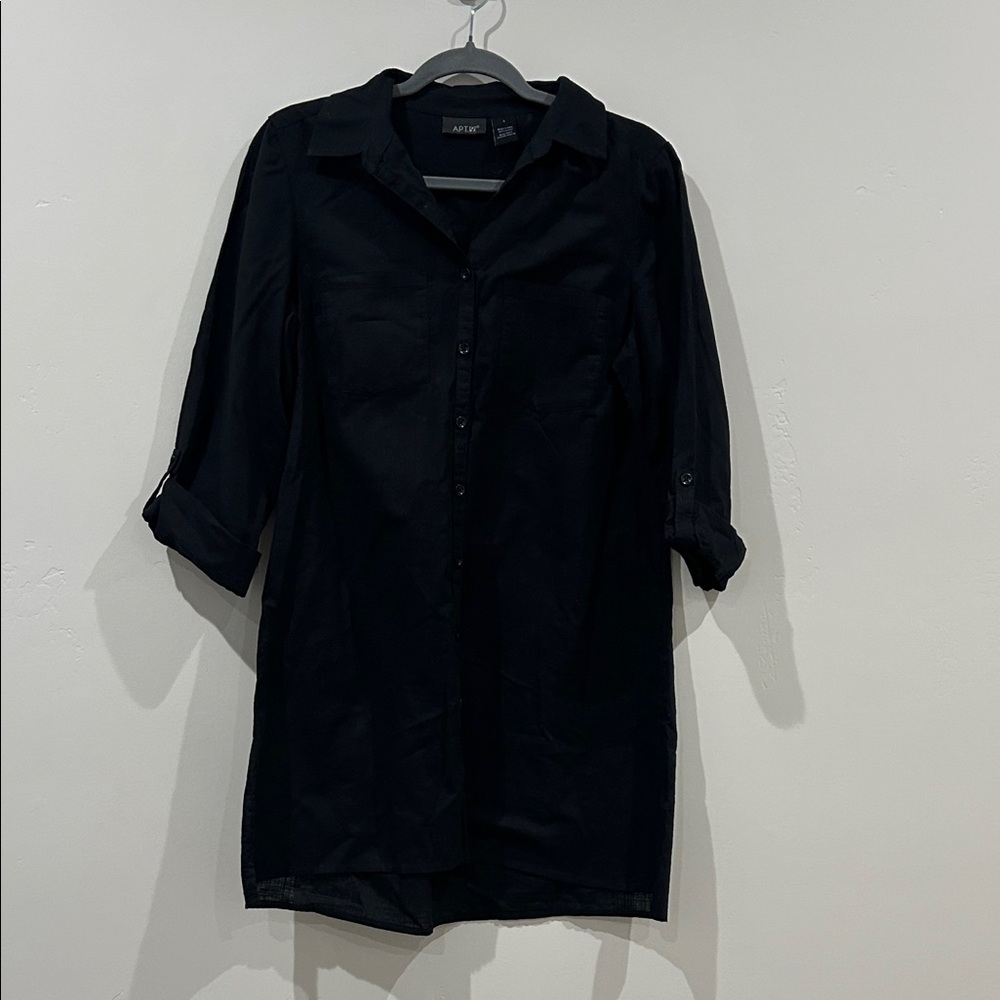 Apt.9 Black Button-Up Shirt Dress